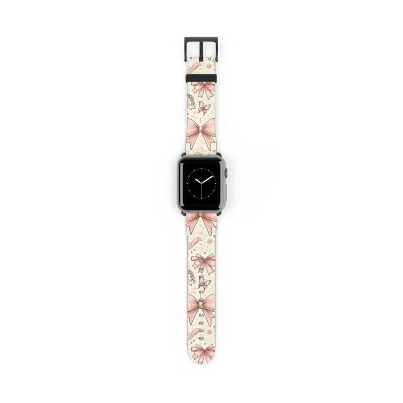 Coquette Bows & Butterflies Faux Leather Watch Band