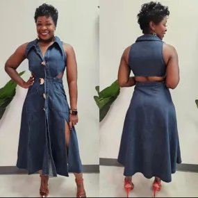 Denim cut out dress