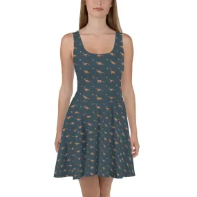 Dinosaur Dress - Blue & Gold