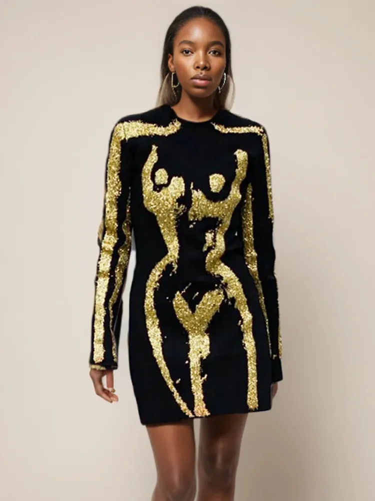 Dress Party Mini Dress Gold Designer Dress Cocktail Dress Designer Party Outfit