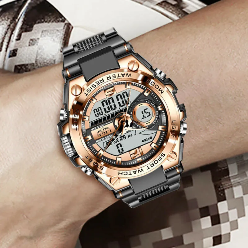 Dual Display Quartz Watch - Stylish, Functional, and Waterproof