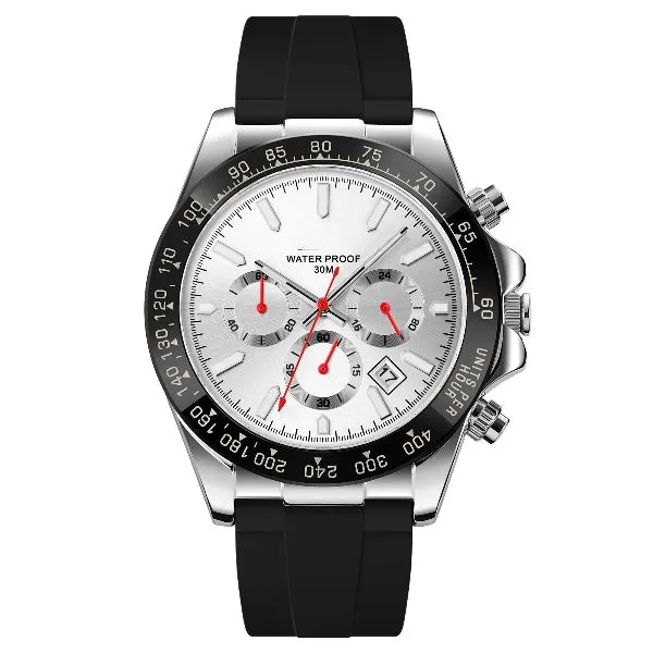 Durable Quartz Watch with Stopwatch - Waterproof Design