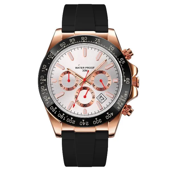 Durable Quartz Watch with Stopwatch - Waterproof Design