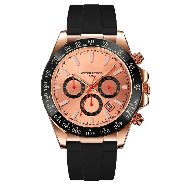 Durable Quartz Watch with Stopwatch - Waterproof Design