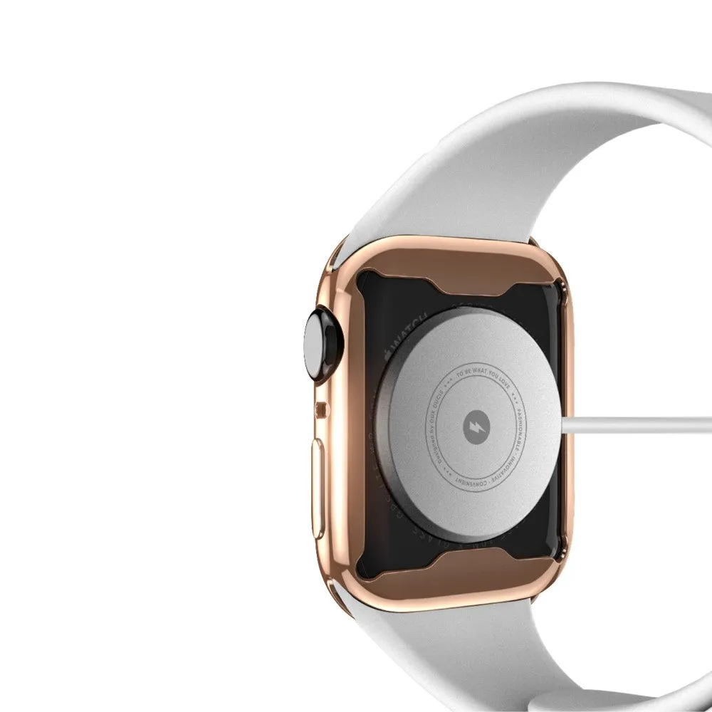 Dux Ducis - Apple Watch (40mm) Rubber Bumper Case with Galvanized Frame   Screen Protector - Rose Gold