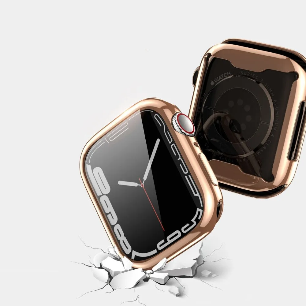 Dux Ducis - Apple Watch (40mm) Rubber Bumper Case with Galvanized Frame   Screen Protector - Rose Gold