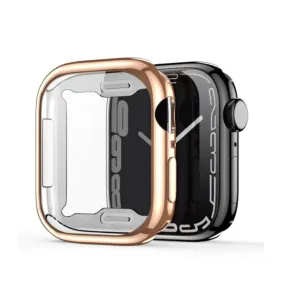 Dux Ducis - Apple Watch (40mm) Rubber Bumper Case with Galvanized Frame   Screen Protector - Rose Gold