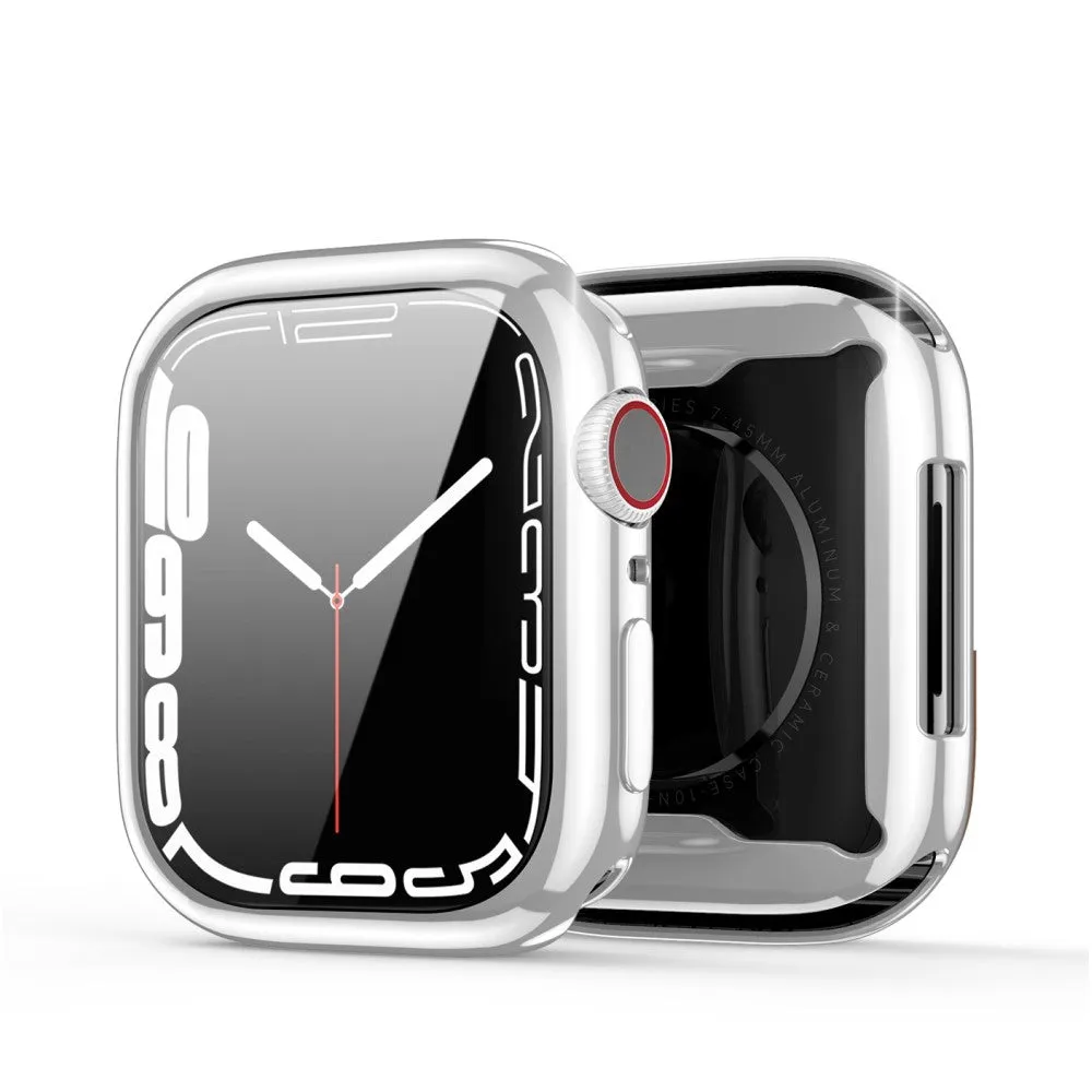 Dux Ducis - Apple Watch (45mm) Rubber Bumper Case with Galvanized Frame   Screen Protector - Silver