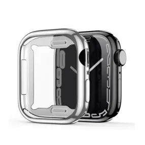 Dux Ducis - Apple Watch (45mm) Rubber Bumper Case with Galvanized Frame   Screen Protector - Silver