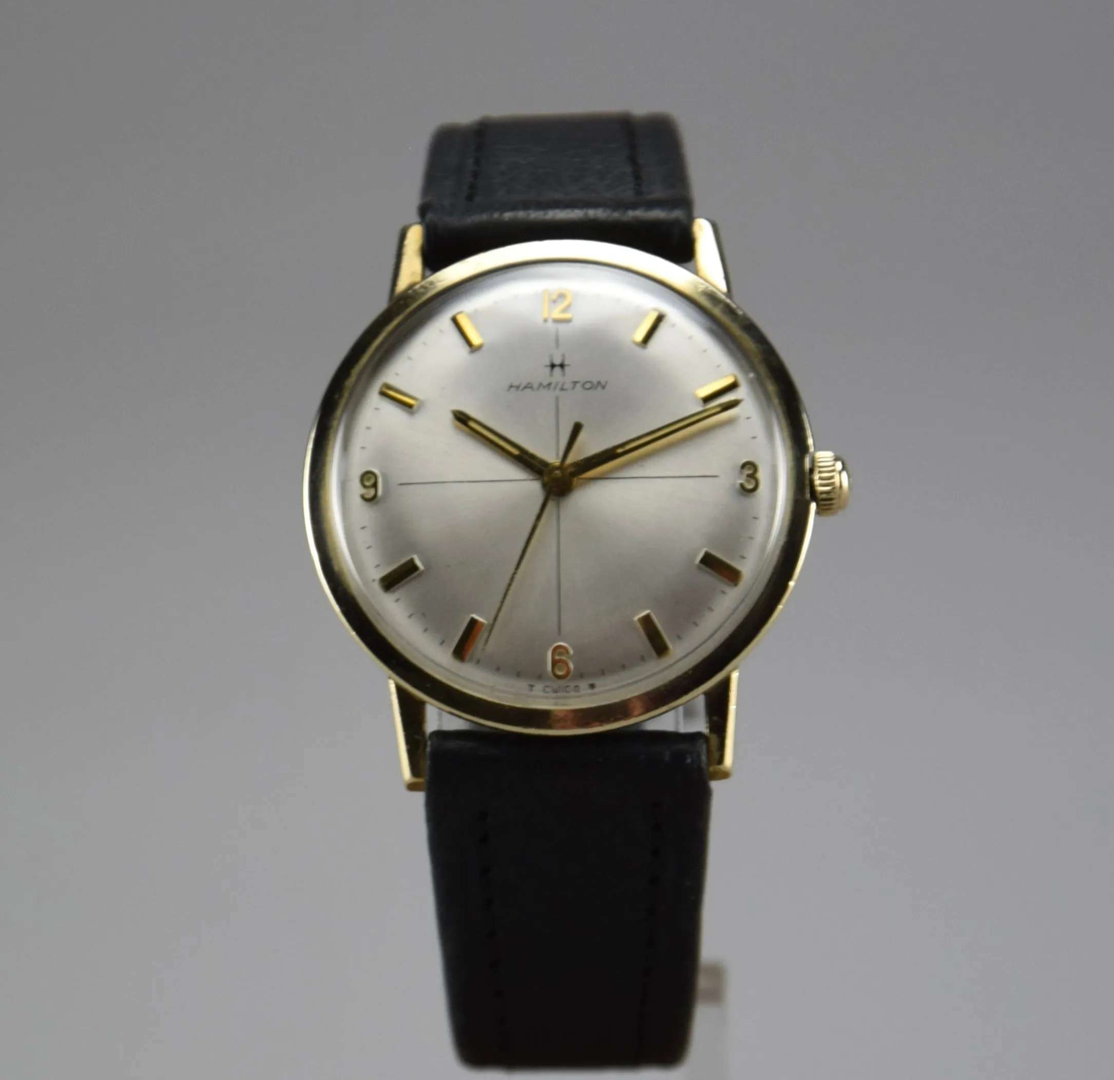 Elegant and Sophisticated 10K Gold Mid-Century Modern Hamilton Wristwatch