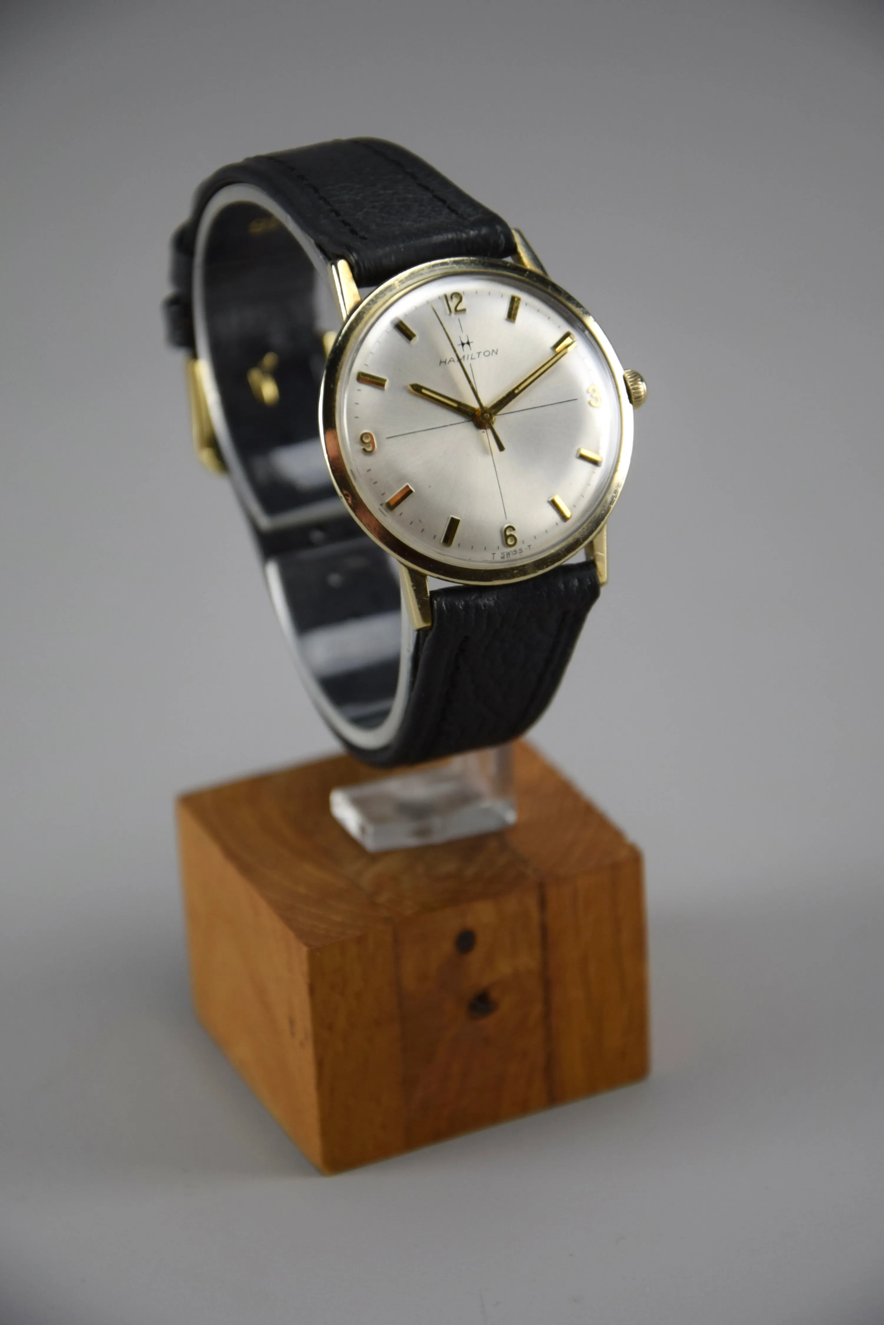 Elegant and Sophisticated 10K Gold Mid-Century Modern Hamilton Wristwatch