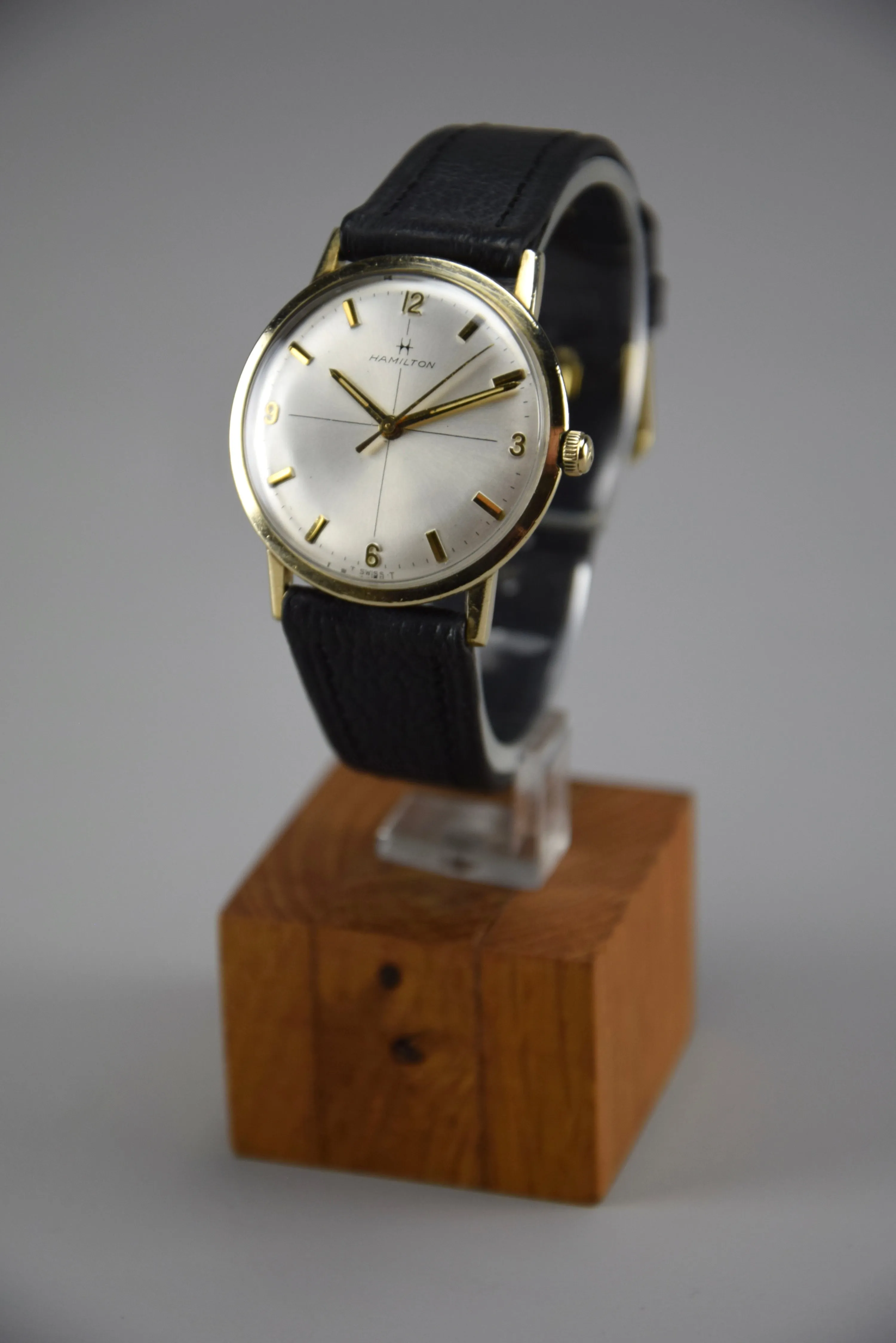 Elegant and Sophisticated 10K Gold Mid-Century Modern Hamilton Wristwatch