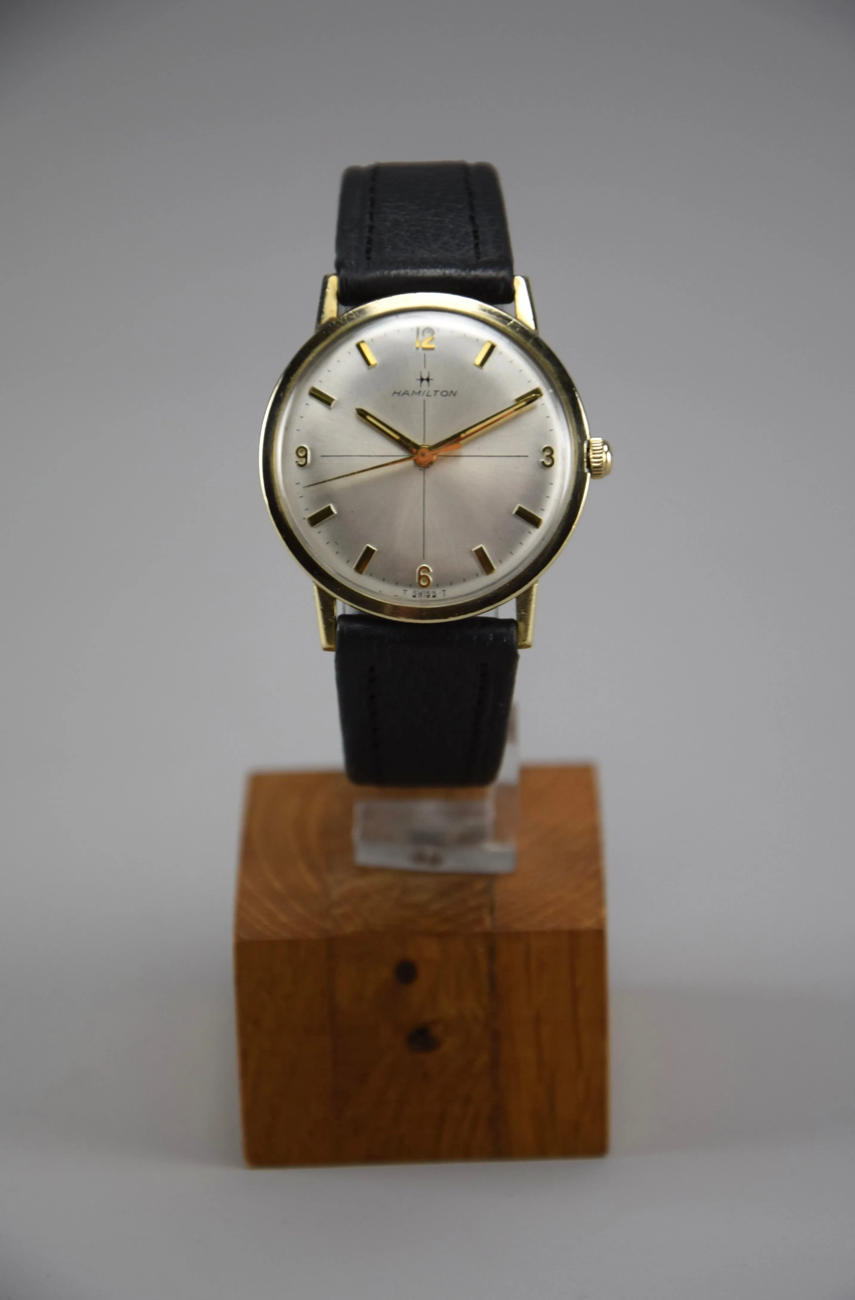Elegant and Sophisticated 10K Gold Mid-Century Modern Hamilton Wristwatch