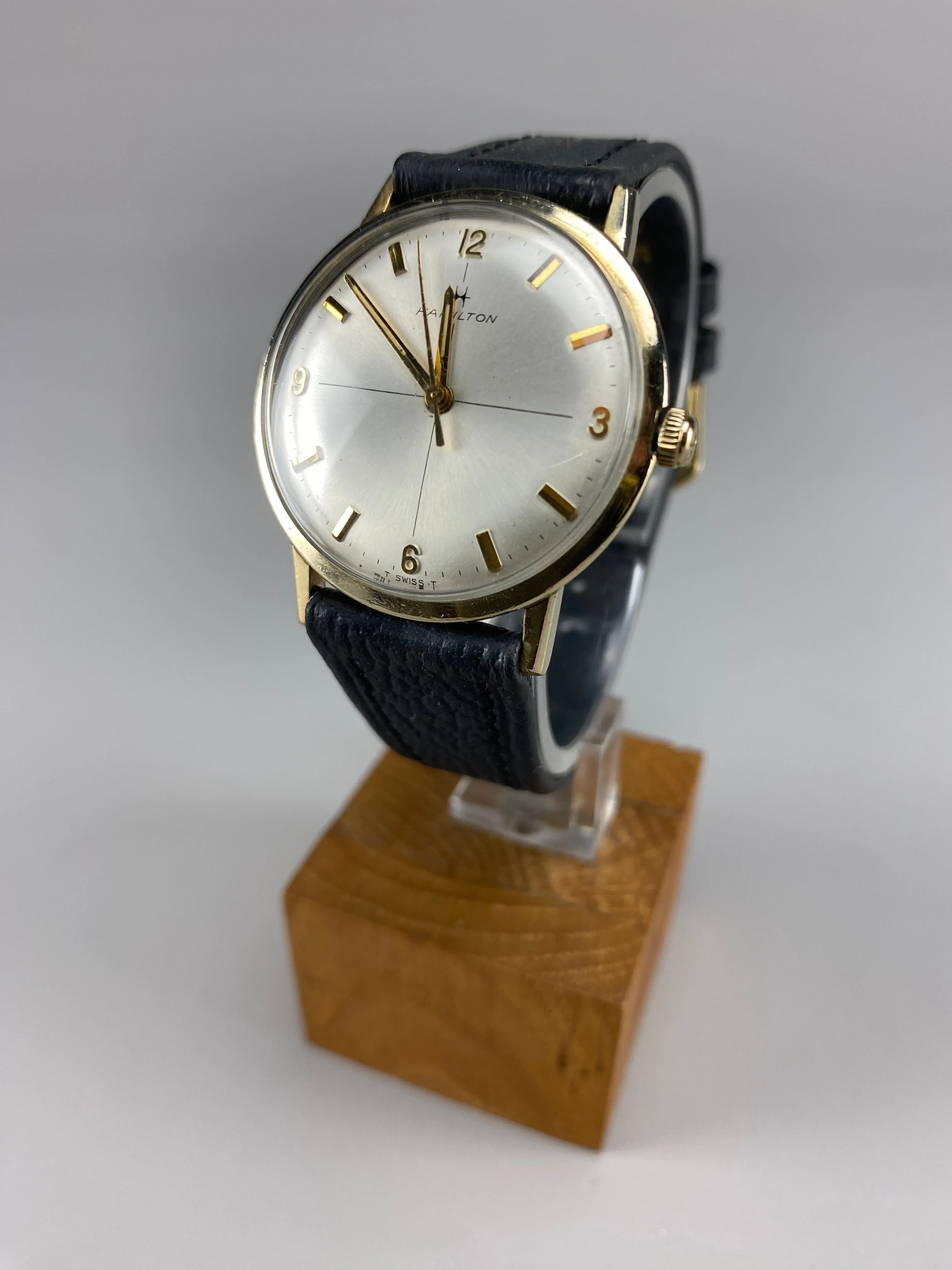 Elegant and Sophisticated 10K Gold Mid-Century Modern Hamilton Wristwatch