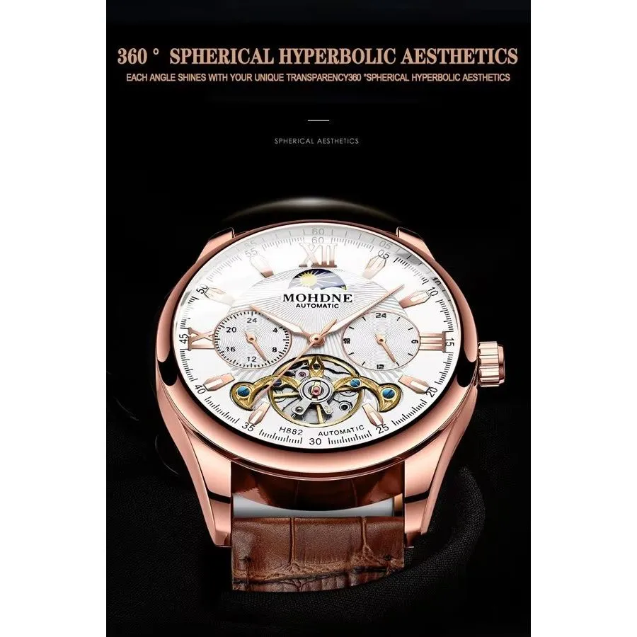 Elegant Leather Quartz Round Chronograph Watch