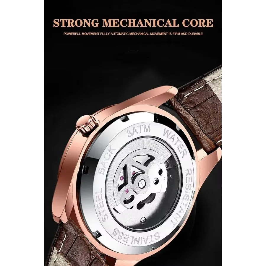 Elegant Leather Quartz Round Chronograph Watch