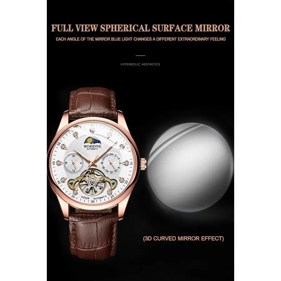 Elegant Leather Quartz Round Chronograph Watch
