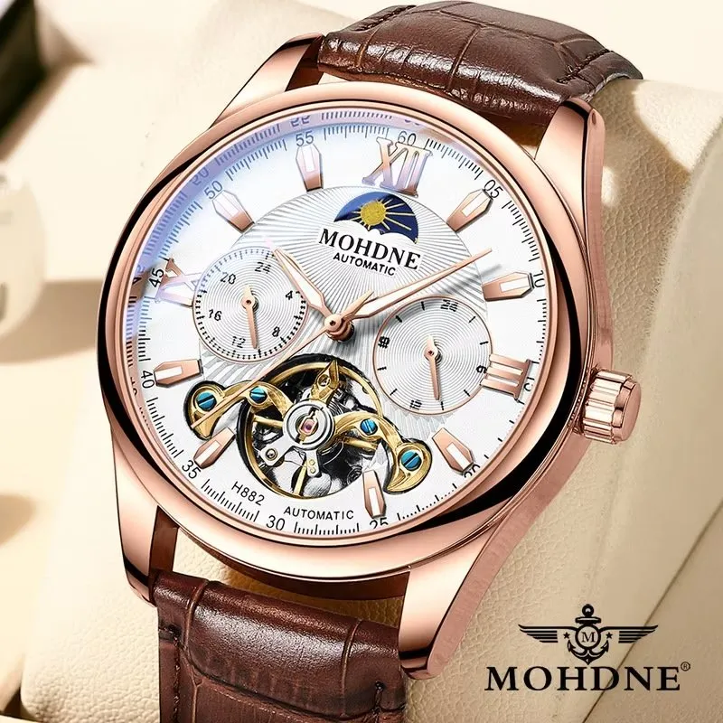 Elegant Leather Quartz Round Chronograph Watch