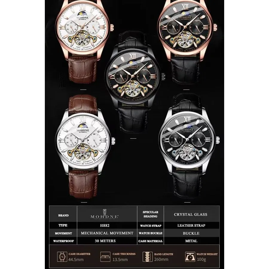 Elegant Leather Quartz Round Chronograph Watch