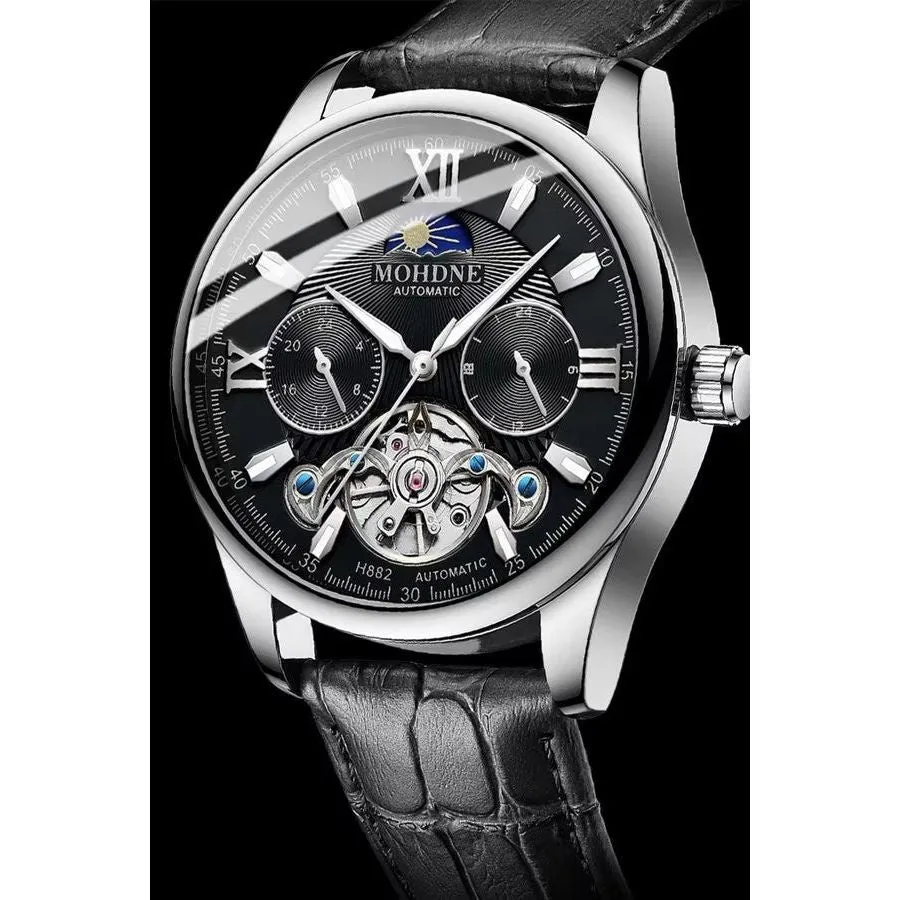 Elegant Leather Quartz Round Chronograph Watch