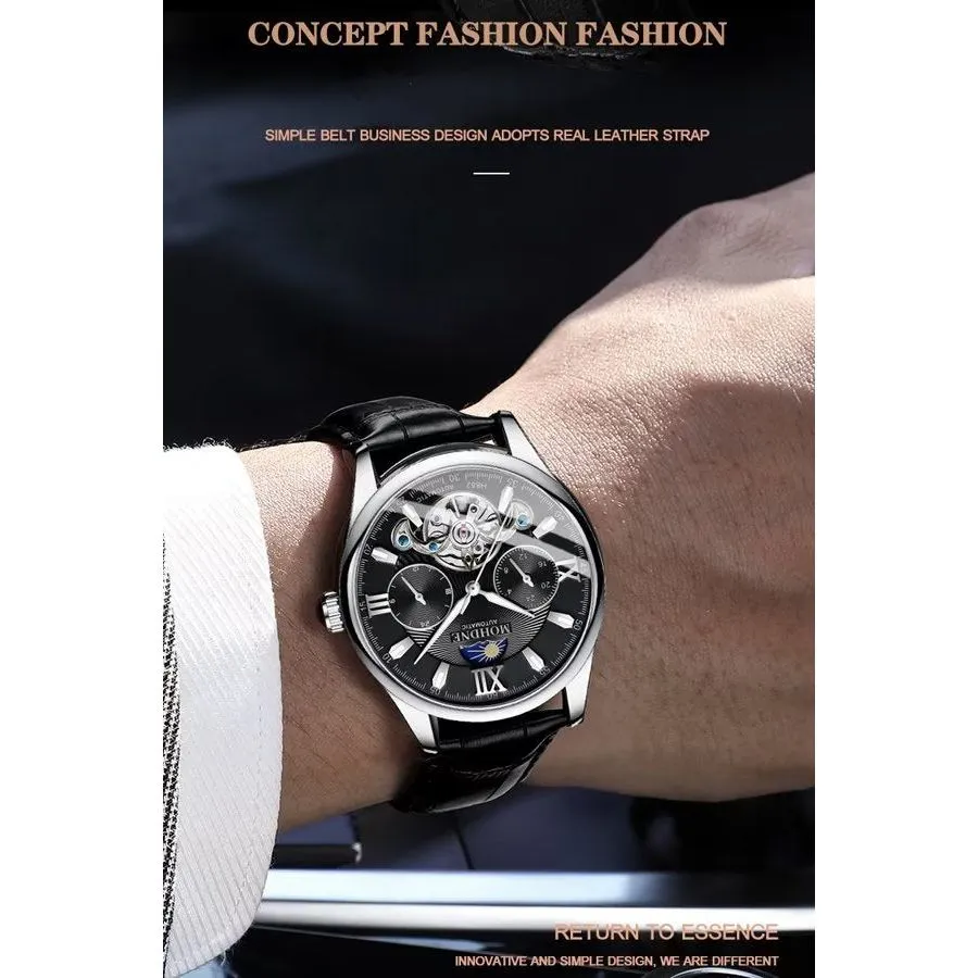 Elegant Leather Quartz Round Chronograph Watch