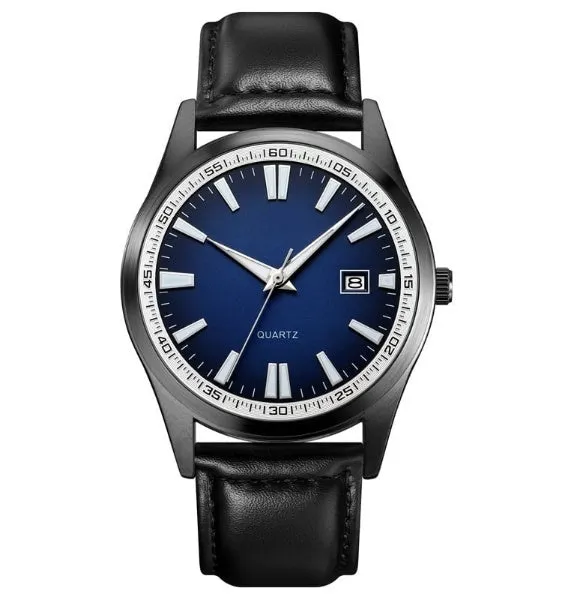 Elegant Quartz Watch with Leather Strap - Waterproof Design