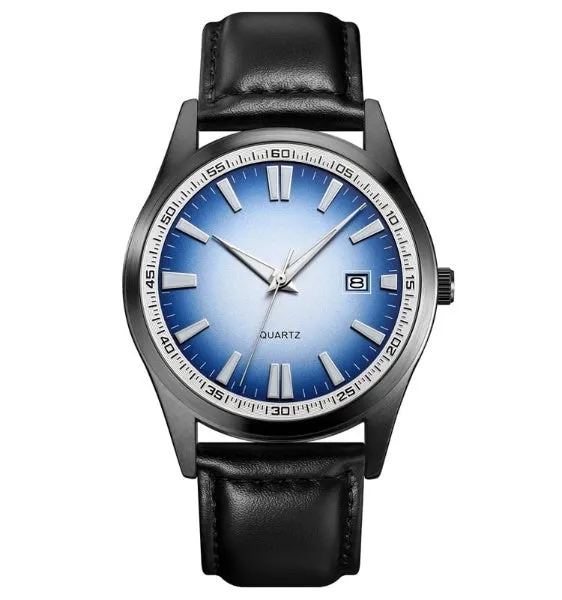 Elegant Quartz Watch with Leather Strap - Waterproof Design