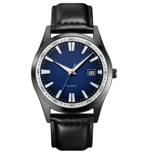 Elegant Quartz Watch with Leather Strap - Waterproof Design