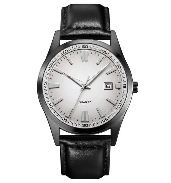 Elegant Quartz Watch with Leather Strap - Waterproof Design