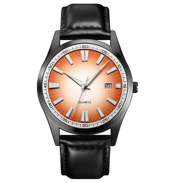 Elegant Quartz Watch with Leather Strap - Waterproof Design
