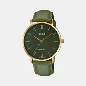 Enticer Men's Green Analog Leather Watch A1782 - MTP-VT01GL-3BUDF