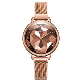 Fashionable quartz milan magneto-buckling gemstone glazing women's watch