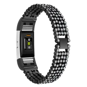Fitbit Charge 2 five row bead rhinestone décor watch strap - Black