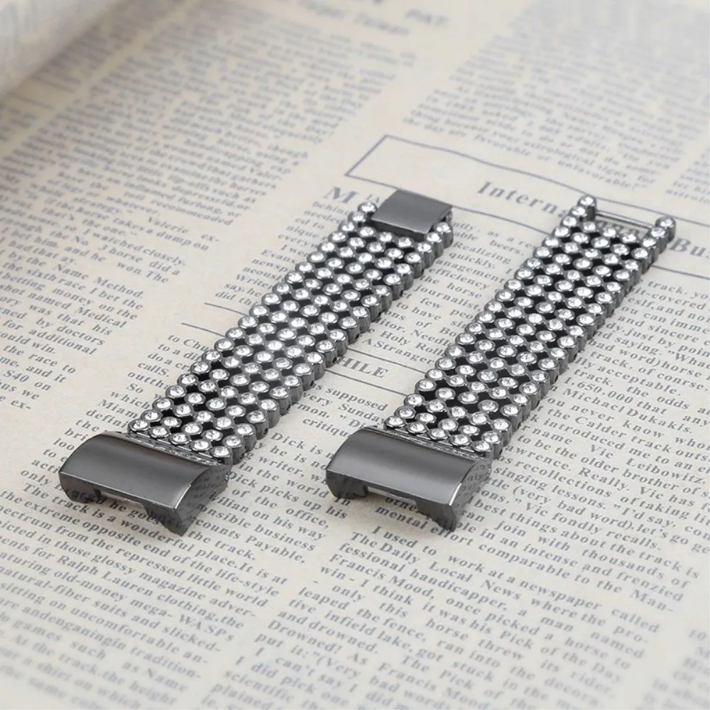 Fitbit Charge 2 five row bead rhinestone décor watch strap - Black