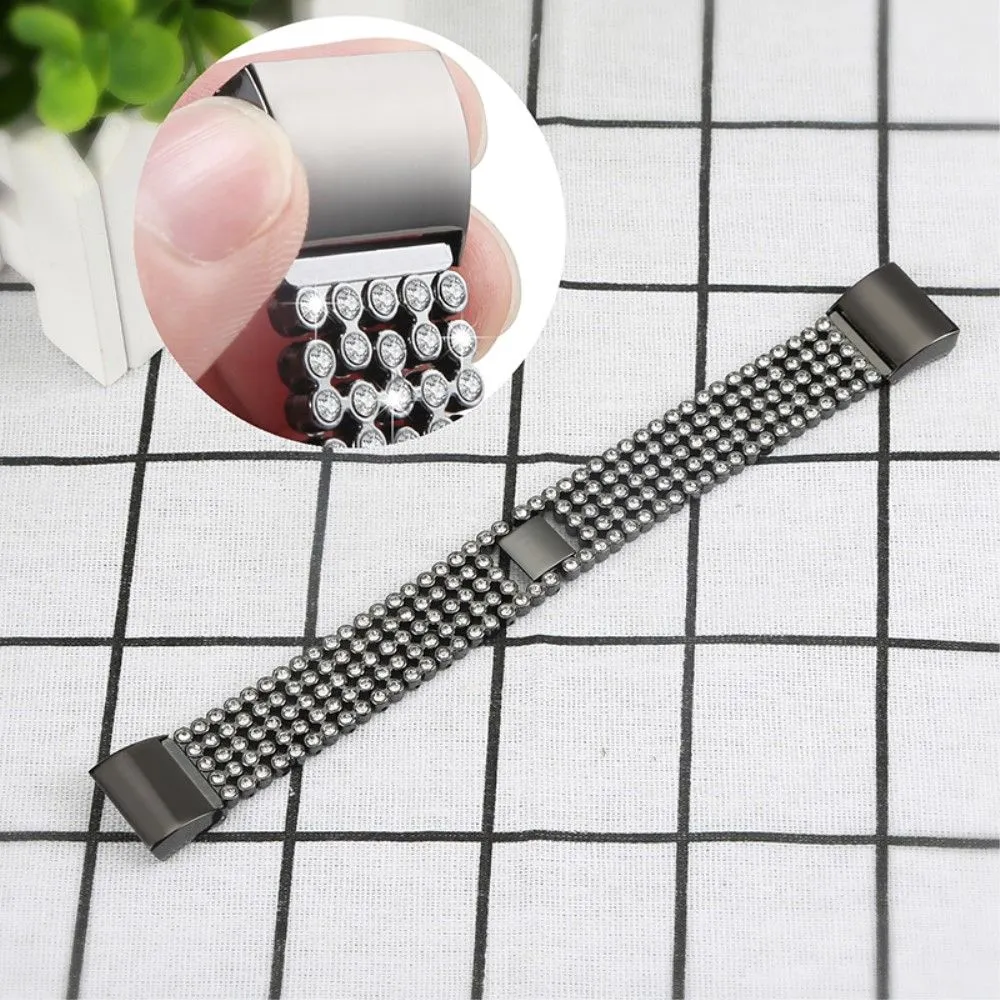 Fitbit Charge 2 five row bead rhinestone décor watch strap - Black