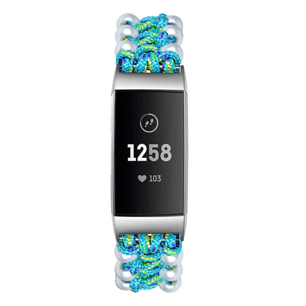 Fitbit Charge 4 / 3 fashionable orb nylon watch strap - Blue