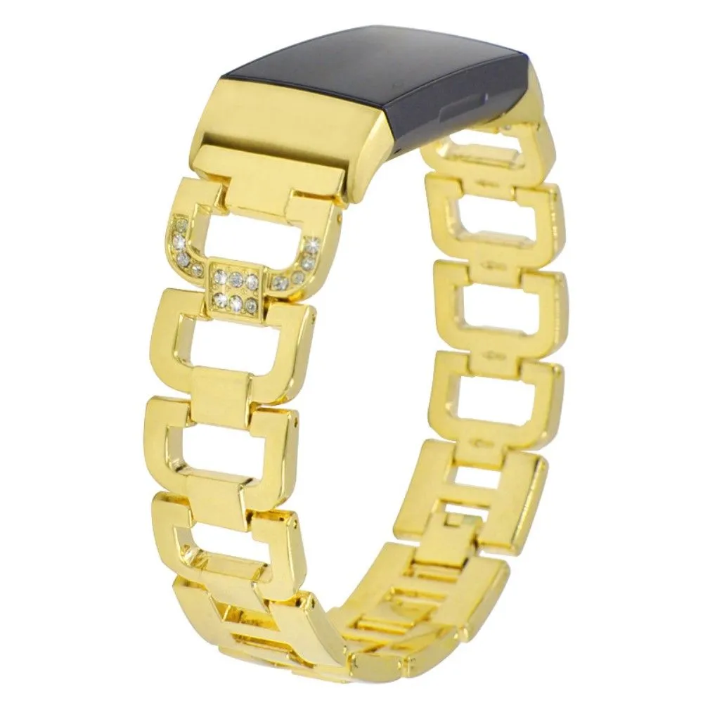Fitbit Charge 5 rhinestone décor aluminum watch strap - Gold