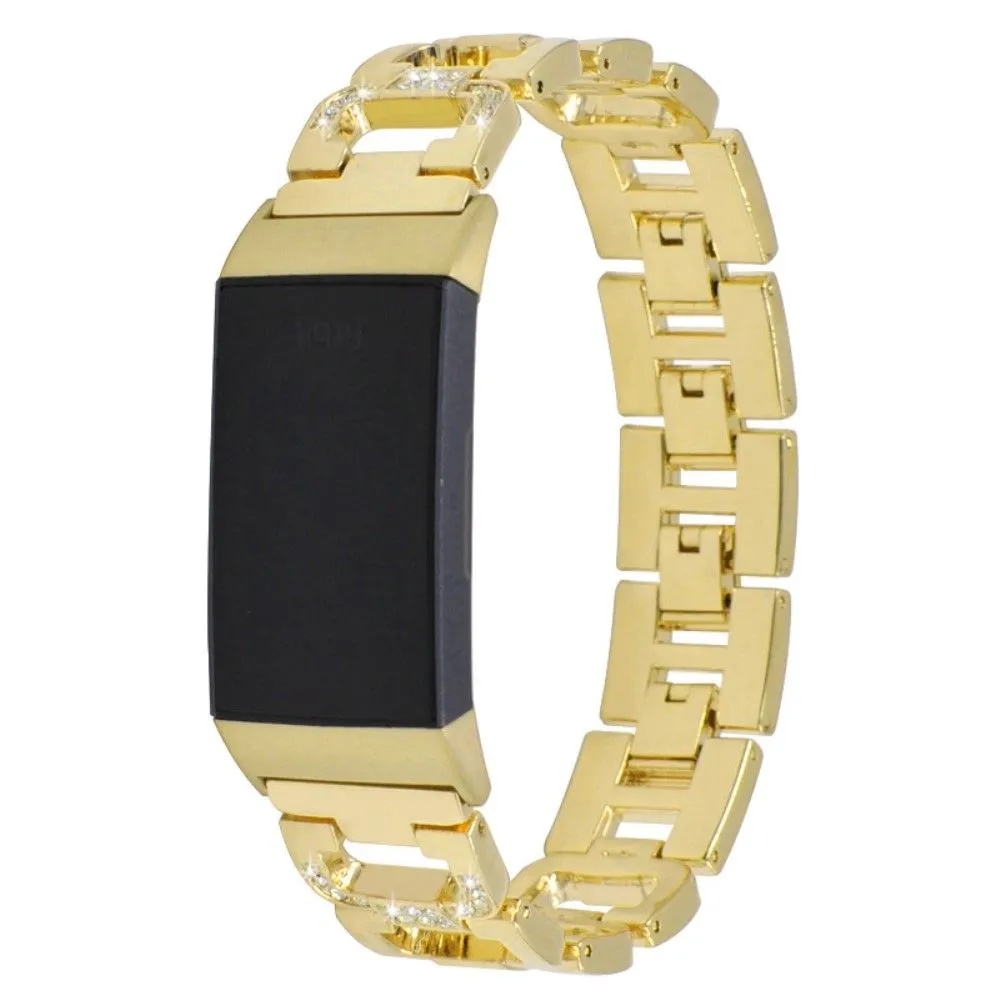 Fitbit Charge 5 rhinestone décor aluminum watch strap - Gold