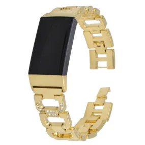 Fitbit Charge 5 rhinestone décor aluminum watch strap - Gold