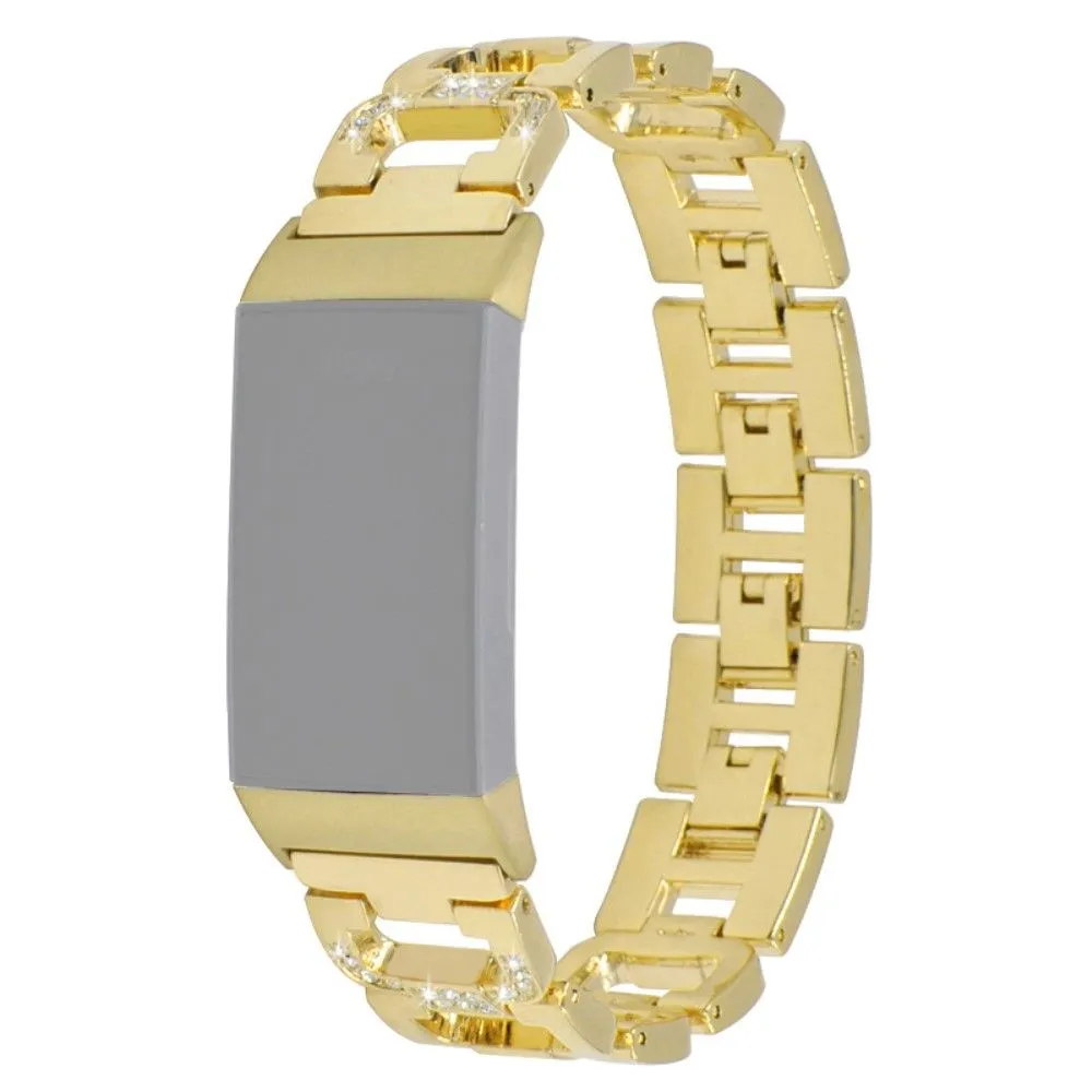 Fitbit Charge 5 rhinestone décor aluminum watch strap - Gold