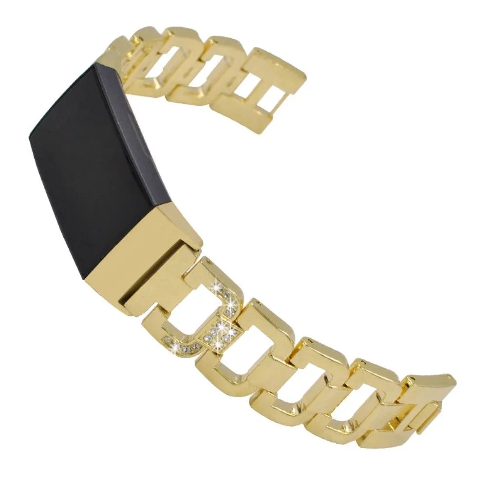 Fitbit Charge 5 rhinestone décor aluminum watch strap - Gold
