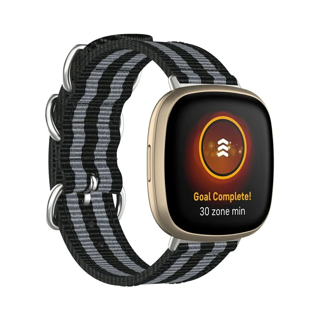 Fitbit Versa 3 / Sense Canvas Fabric Band with Buckle Closure (Wrist Circumference 165-215mm) - Black / Gray