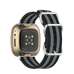 Fitbit Versa 3 / Sense Canvas Fabric Band with Buckle Closure (Wrist Circumference 165-215mm) - Black / Gray