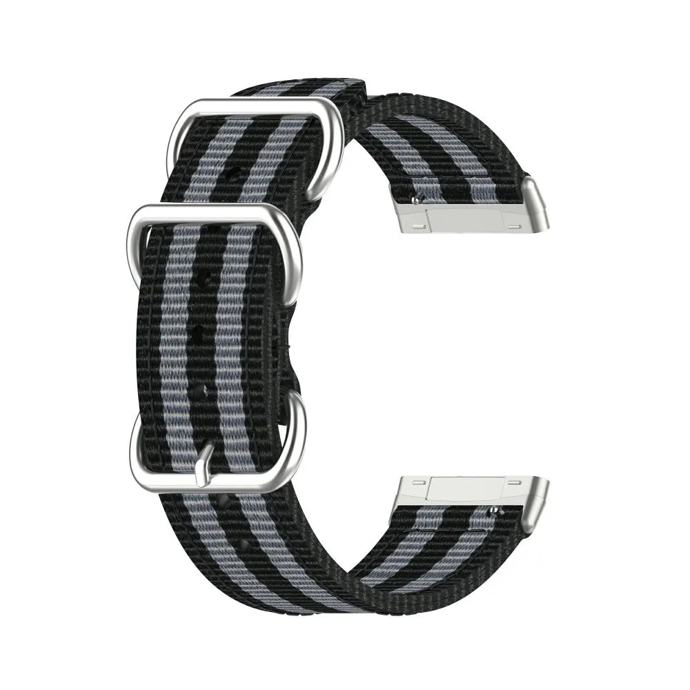 Fitbit Versa 3 / Sense Canvas Fabric Band with Buckle Closure (Wrist Circumference 165-215mm) - Black / Gray