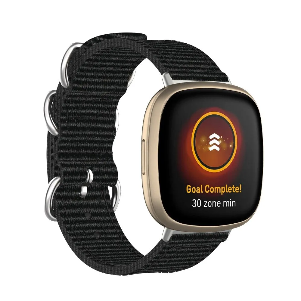 Fitbit Versa 3 / Sense Canvas Fabric Band with Buckle Closure (Wrist Circumference 165-215mm) - Black