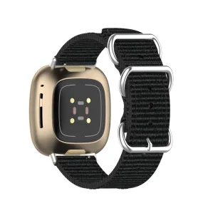 Fitbit Versa 3 / Sense Canvas Fabric Band with Buckle Closure (Wrist Circumference 165-215mm) - Black