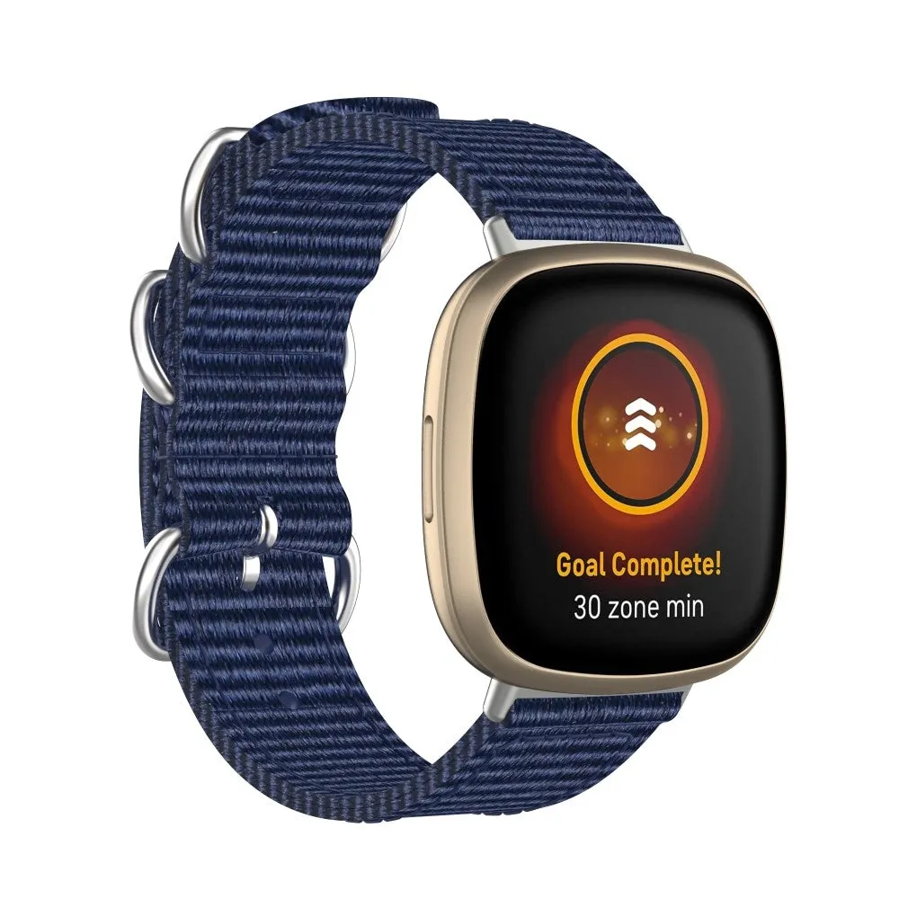 Fitbit Versa 3 / Sense Canvas Fabric Band with Buckle Closure (Wrist Circumference 165-215mm) - Dark Blue