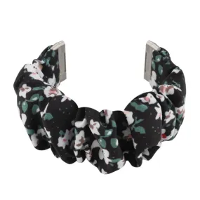 Fitbit Versa 3 / Sense Fabric Replacement Band Scrunchie (Wrist circumference: 180-240mm) - Black (Floral)
