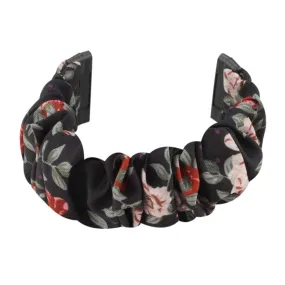 Fitbit Versa 3 / Sense Fabric Replacement Band Scrunchie (Wrist Circumference: 180-240mm) - Black (Rose)