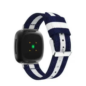 Fitbit Versa 4 / Sense 2 Canvas Fabric Strap with Buckle Closure (Wrist Circumference 180-230mm) - Blue / White